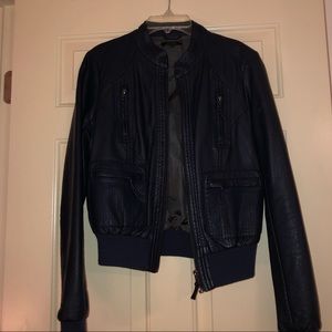 Navy leather moto jacket